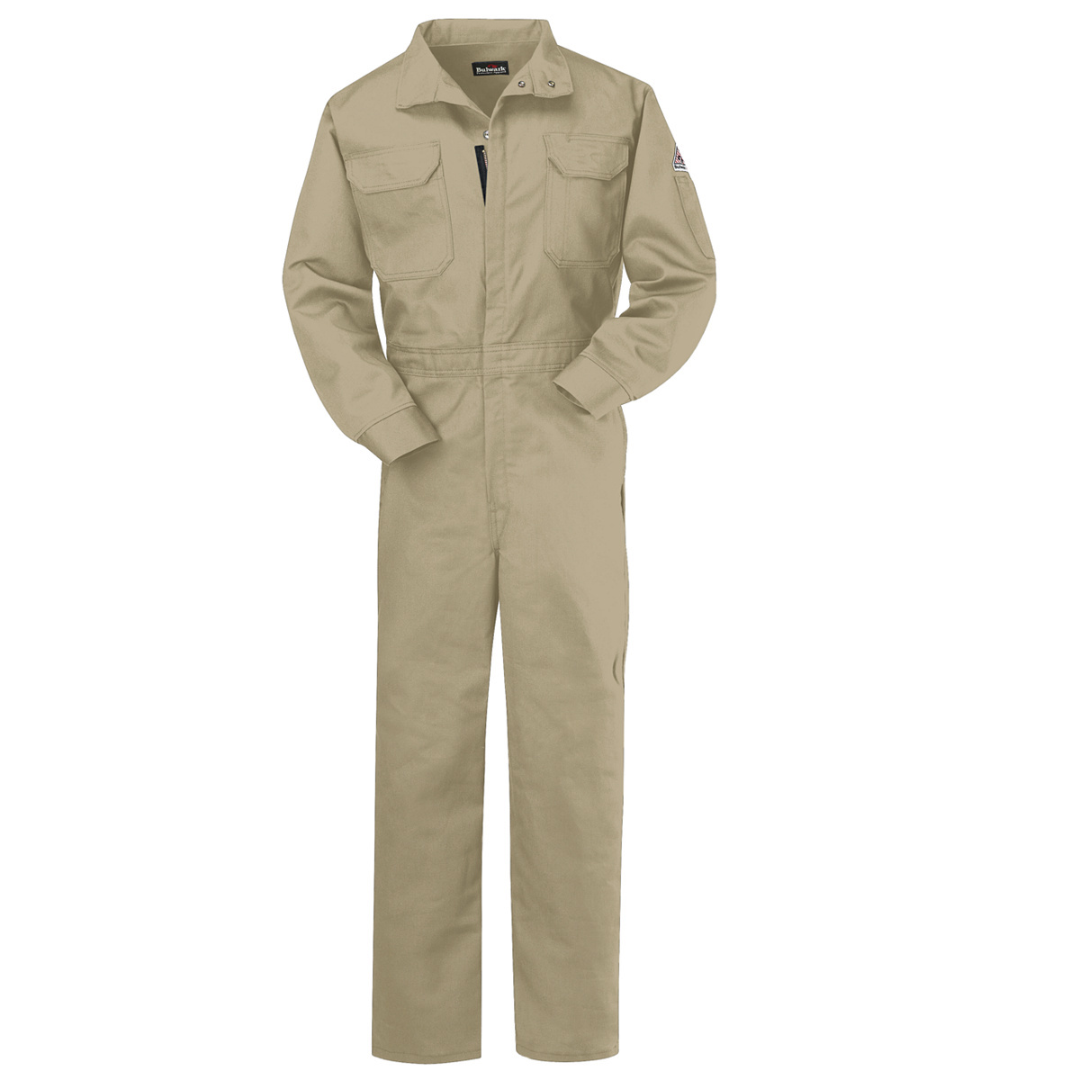 Bulwark® 44 Regular Khaki Westex Ultrasoft®/Cotton/Nylon Flame Resistant Coveralls With Zipper Front Closure