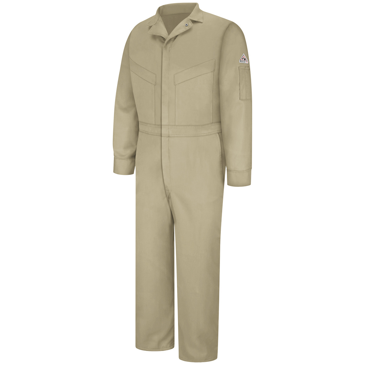 Bulwark® 48 Regular Khaki EXCEL FR® ComforTouch® Sateen/Cotton/Nylon Water Repellent Flame Resistant Coveralls With Zipper Front