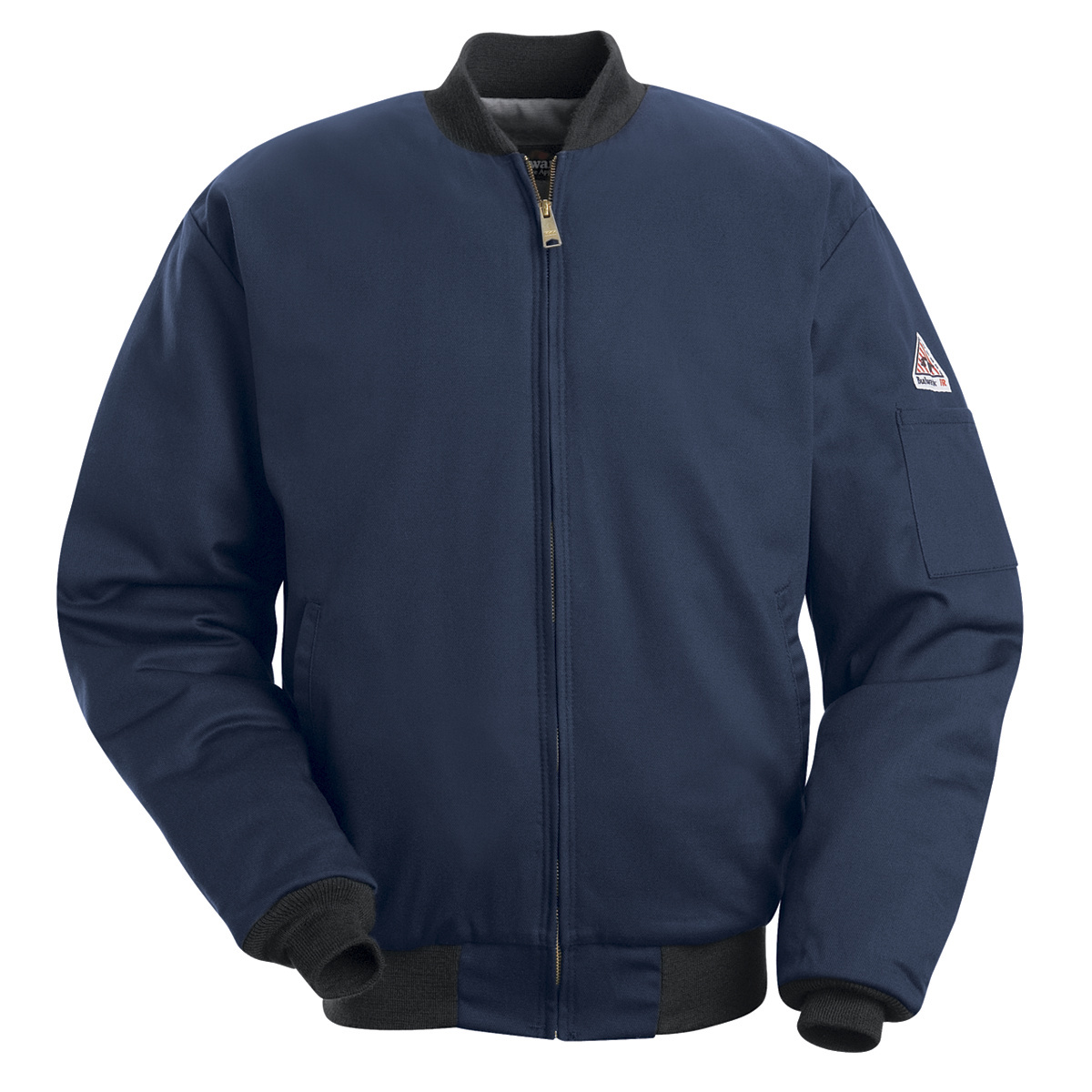 Bulwark® Small| Regular Navy Blue EXCEL FR® Twill Cotton Water Repellent Flame Resistant Jacket With Cotton Lining And Zipper Fr