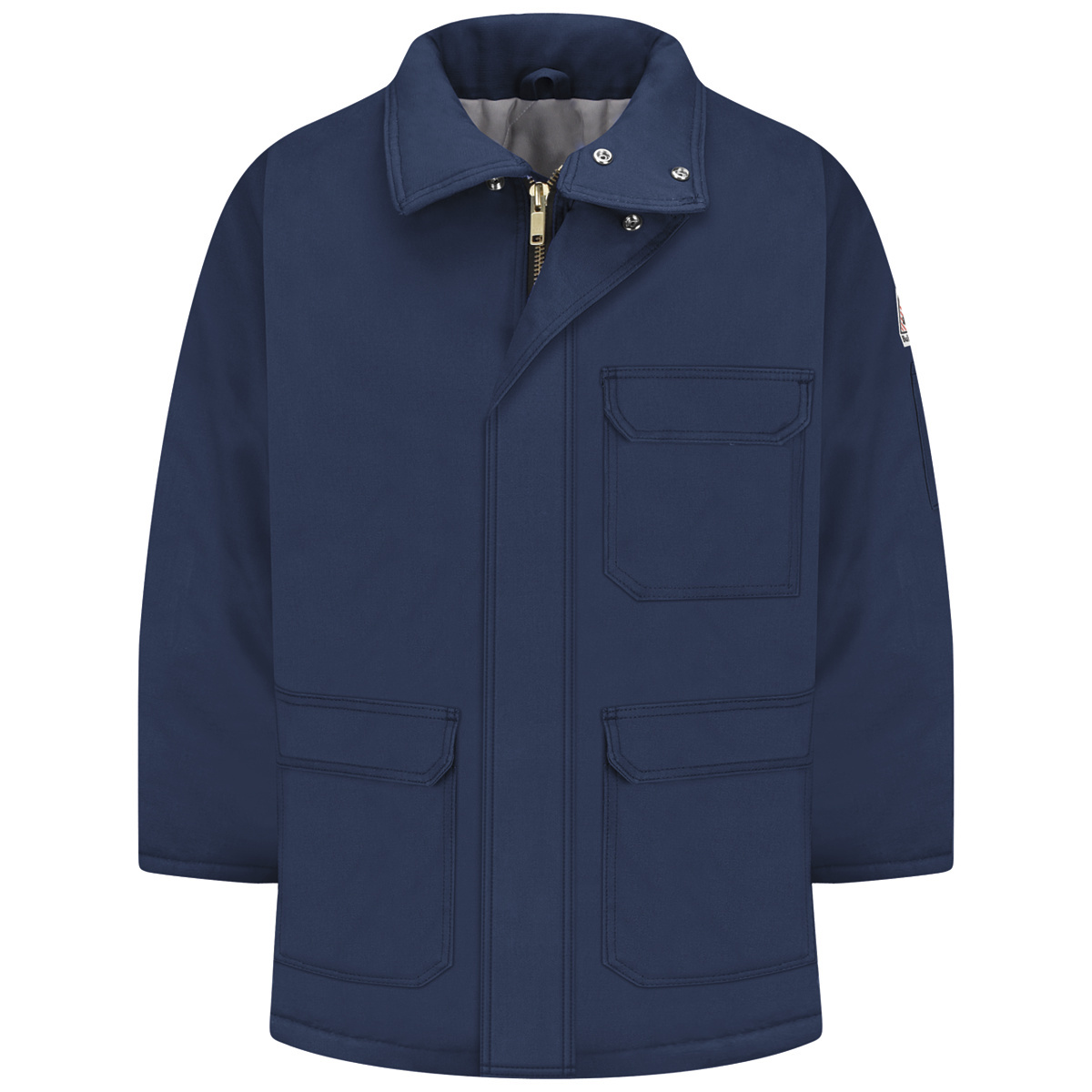 Bulwark® Medium Regular Navy Blue Westex Ultrasoft® Twill/Cotton/Nylon Water Repellent Flame Resistant Parka With Cotton Lining