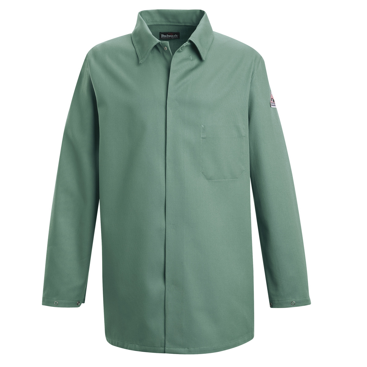 Bulwark® Medium Regular Visual Green EXCEL FR® Cotton Flame Resistant Work Coat With Gripper Front Closure