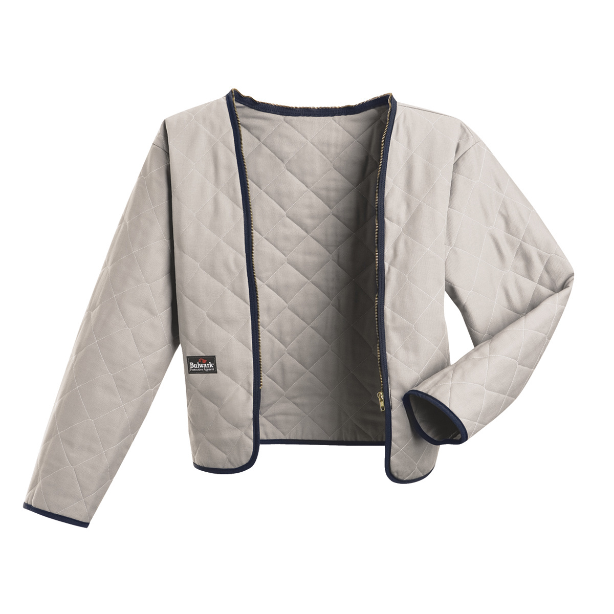 Bulwark® 2X Regular Gray Quilted Modacrylic® Fiberfill Flame Resistant Jacket Liner With Zipper Front Closure