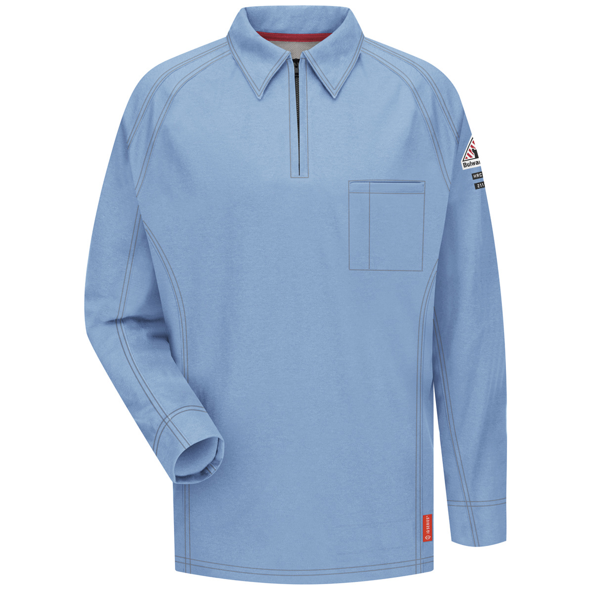 Bulwark® 3X Regular Light Blue Westex G2™ fabrics by Milliken®/Cotton/Polyester/Polyoxadiazole Flame Resistant Polo With Zipper