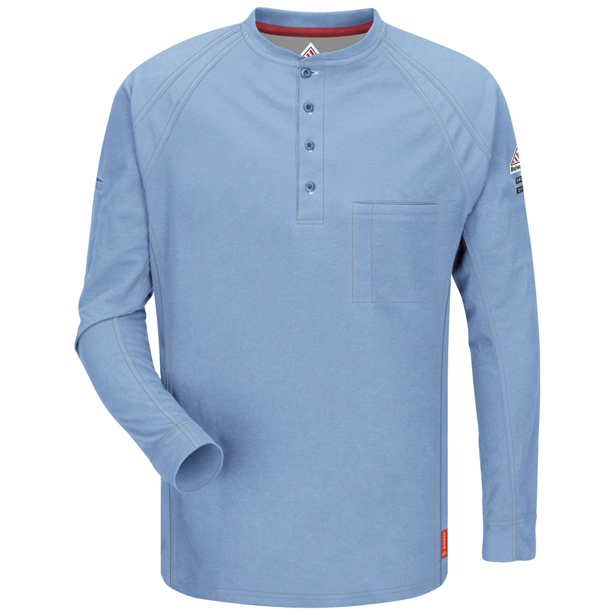 Bulwark® Large Tall Light Blue Westex G2™ fabrics by Milliken®/Cotton/Polyester/Polyoxadiazole Flame Resistant Henley Shirt With