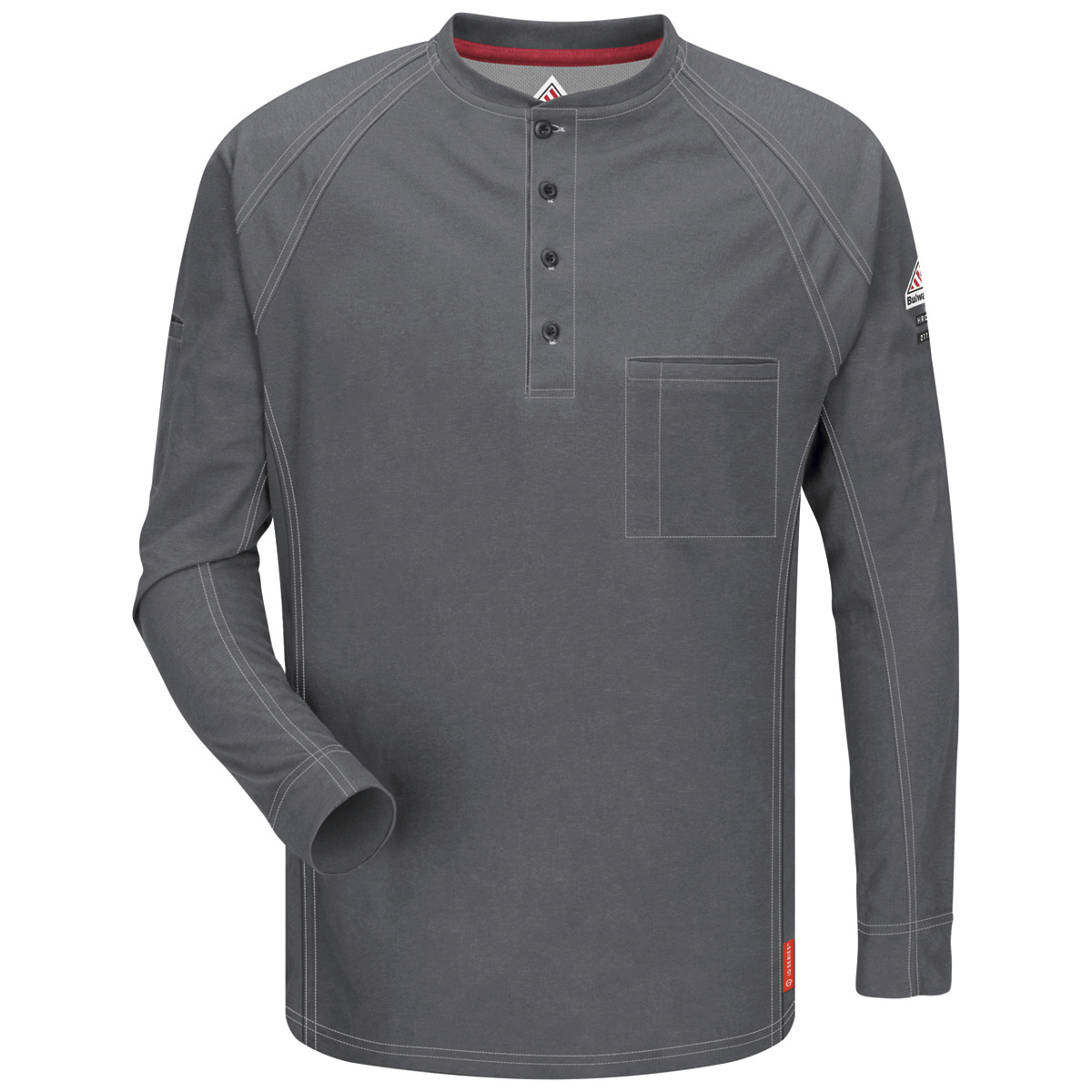 Bulwark® Large Regular Charcoal Westex G2™ fabrics by Milliken®/Cotton/Polyester/Polyoxadiazole Flame Resistant Henley Shirt Wit