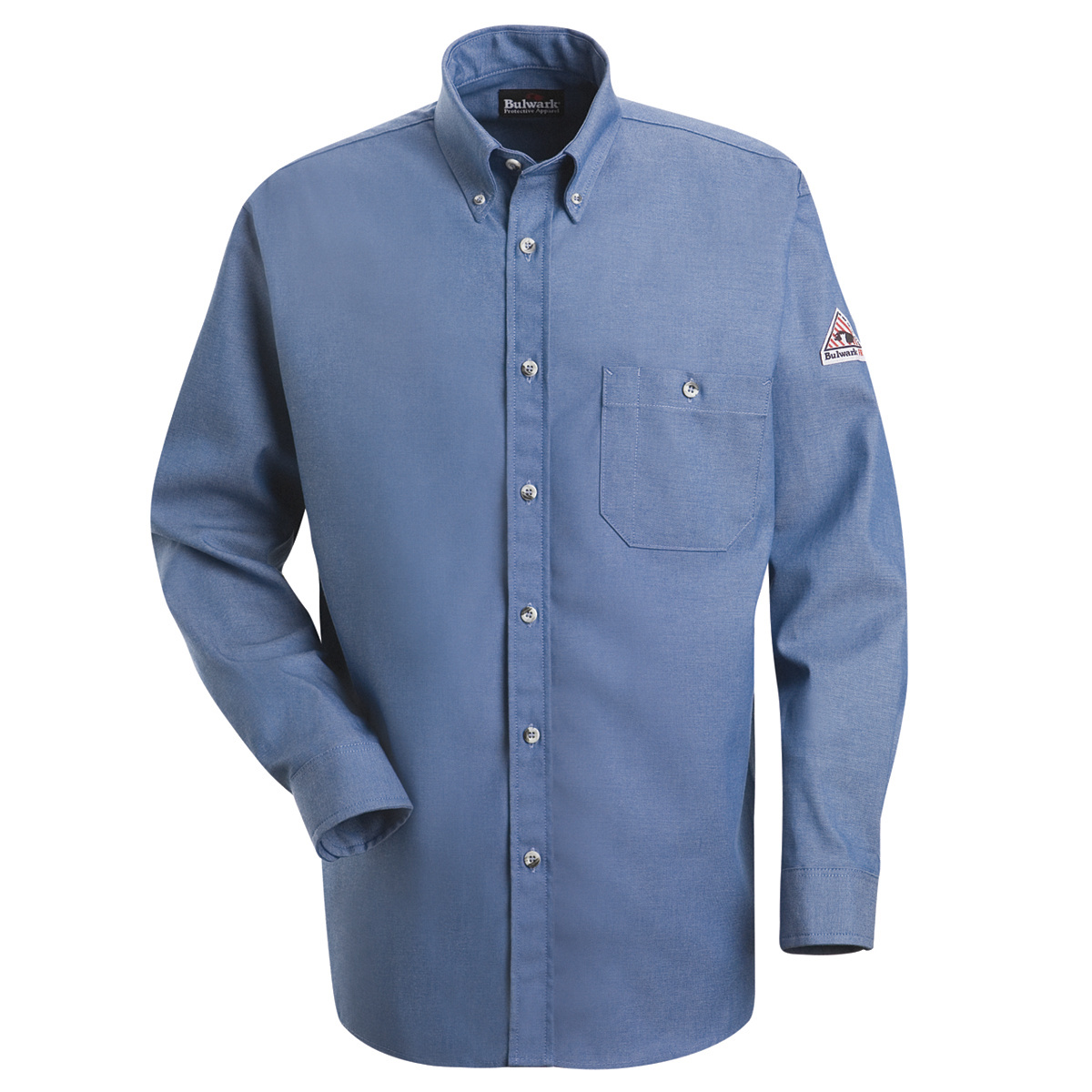 Bulwark® Small| Regular Light Denim EXCEL FR® Cotton Flame Resistant Dress Shirt With Button Front Closure Bulwark® Small| Regular Light Denim EXCEL FR® Cotton Flame Resistant Dress Shirt With Button Front Closure