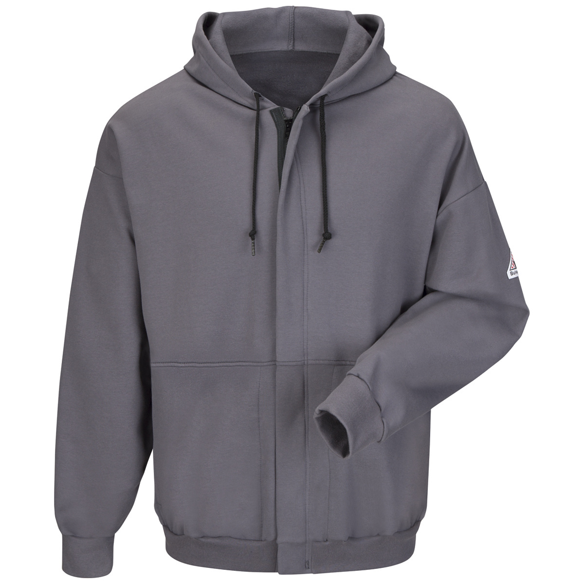 Bulwark® 2X Tall Charcoal Cotton/Spandex Brushed Fleece Flame Resistant Hooded Sweatshirt With Zipper Front Closure