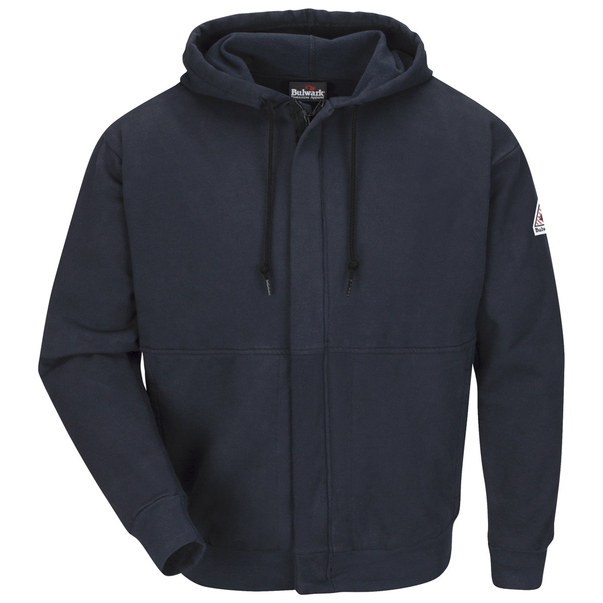 Bulwark® X-Large Regular Navy Blue Cotton/Spandex Brushed Fleece Flame Resistant Hooded Sweatshirt With Zipper Front Closure