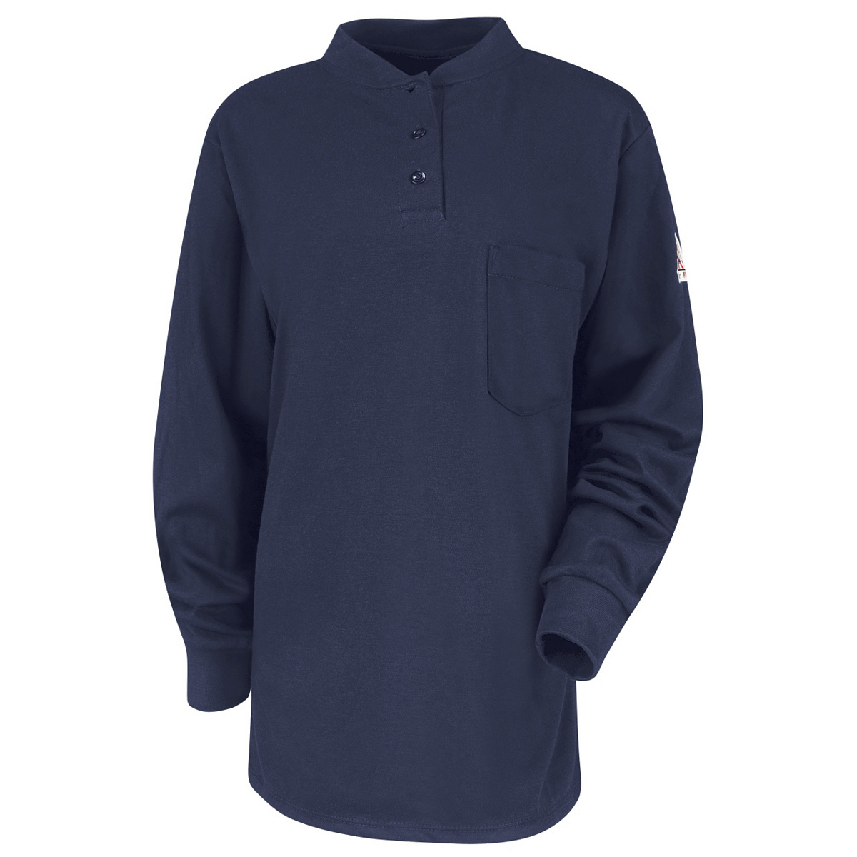 Bulwark® Small| Regular Navy Blue EXCEL FR® Interlock FR Cotton Flame Resistant Henley Shirt With Button Front Closure