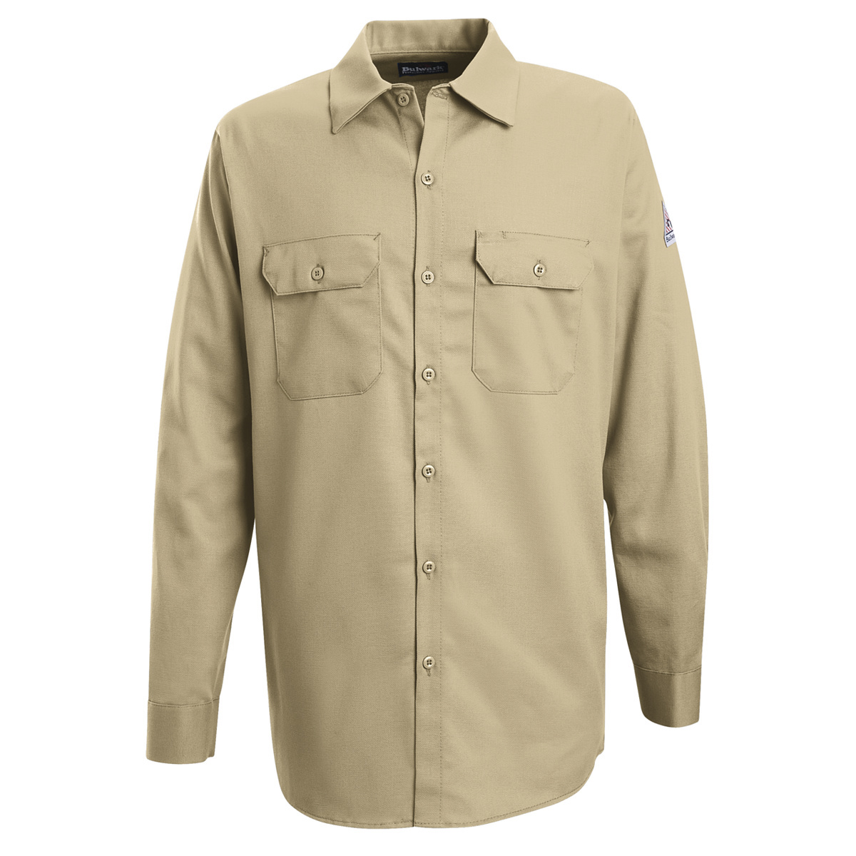 Bulwark® Small| Regular Khaki EXCEL FR® Cotton Flame Resistant Work Shirt With Button Front Closure
