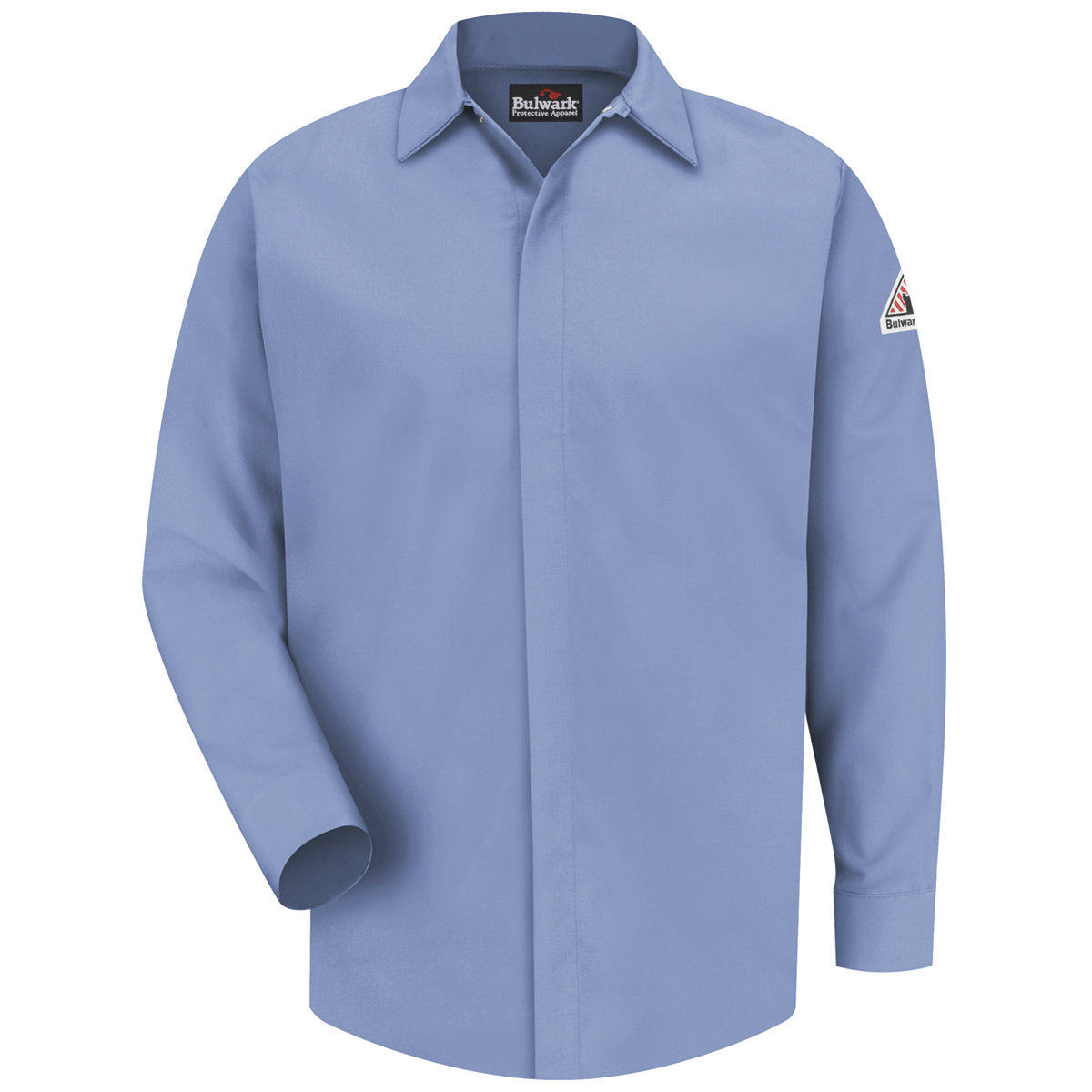 Bulwark® Small| Regular Light Blue Westex Ultrasoft®/Cotton/Nylon Flame Resistant Work Shirt With Gripper Front Closure