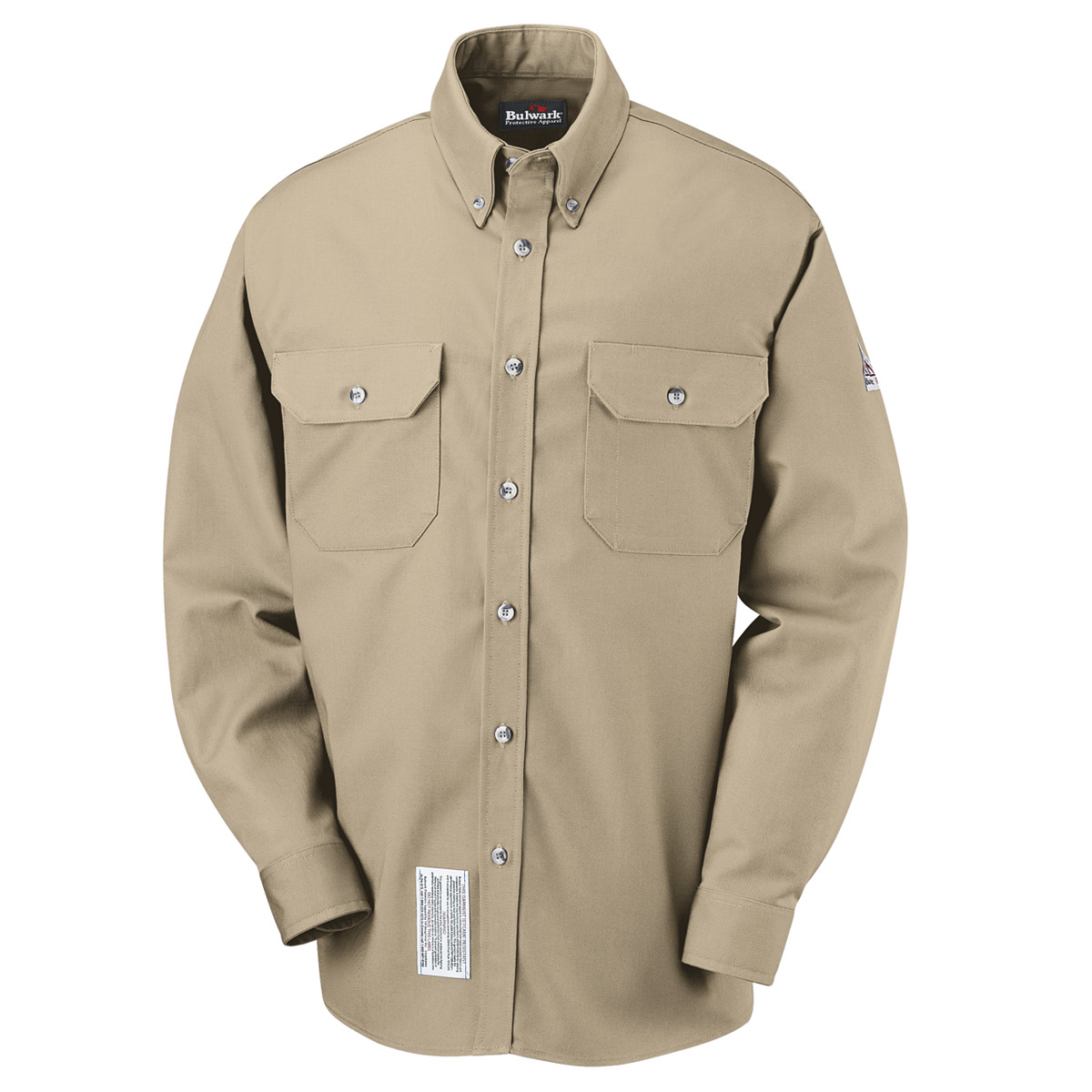 Bulwark® Large Tall Khaki Westex Ultrasoft®/Cotton/Nylon Flame Resistant Dress Shirt With Button Front Closure