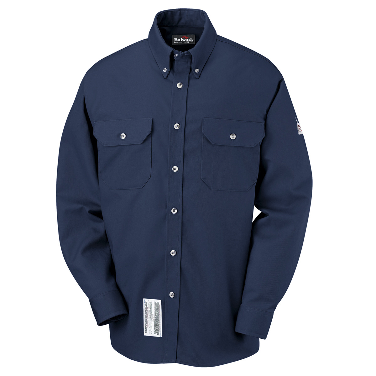 Bulwark® Small| Regular Navy Blue Westex Ultrasoft®/Cotton/Nylon Flame Resistant Dress Shirt With Button Front Closure