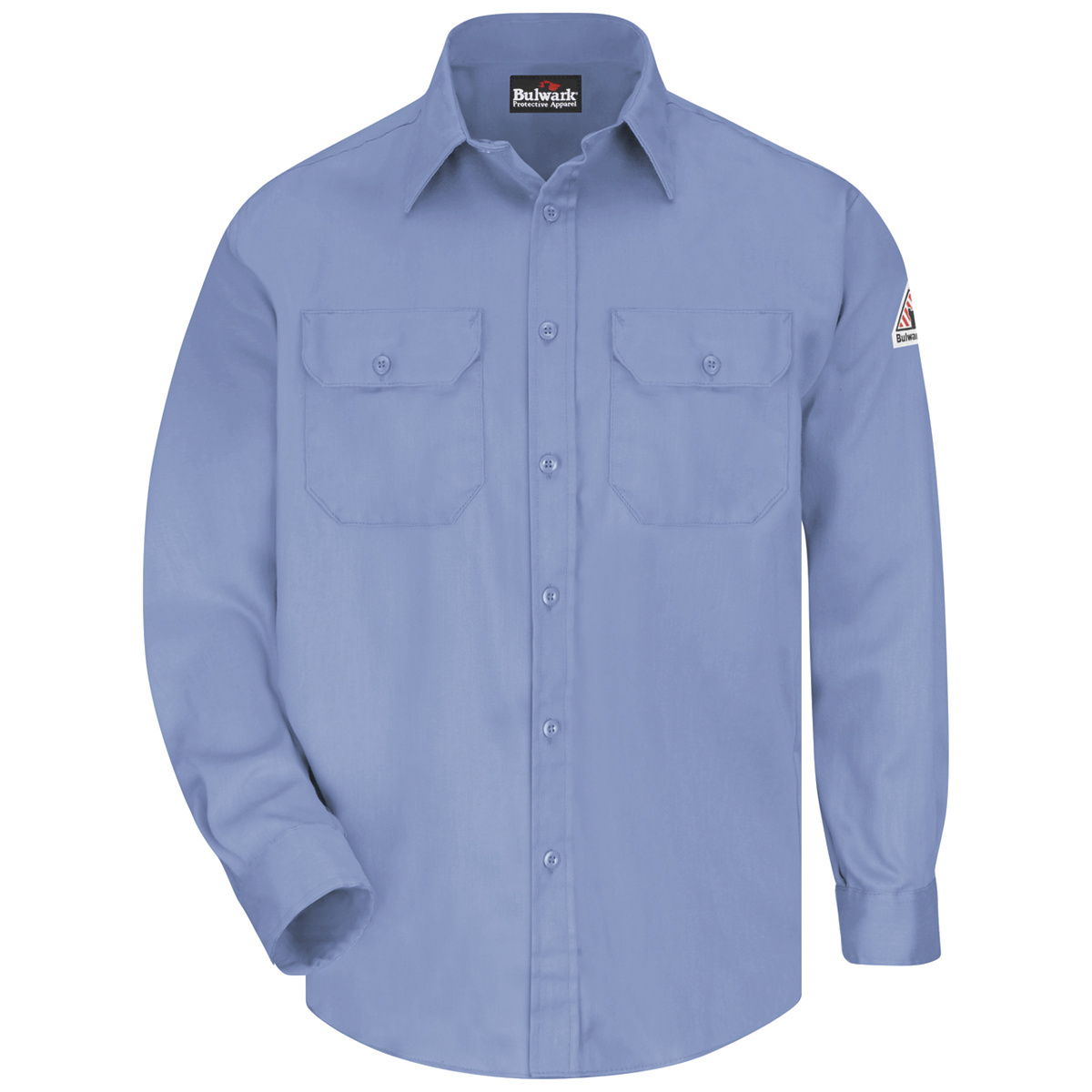 Bulwark® Large Regular Light Blue EXCEL FR® ComforTouch® Flame Resistant Uniform Shirt With Button Front Closure
