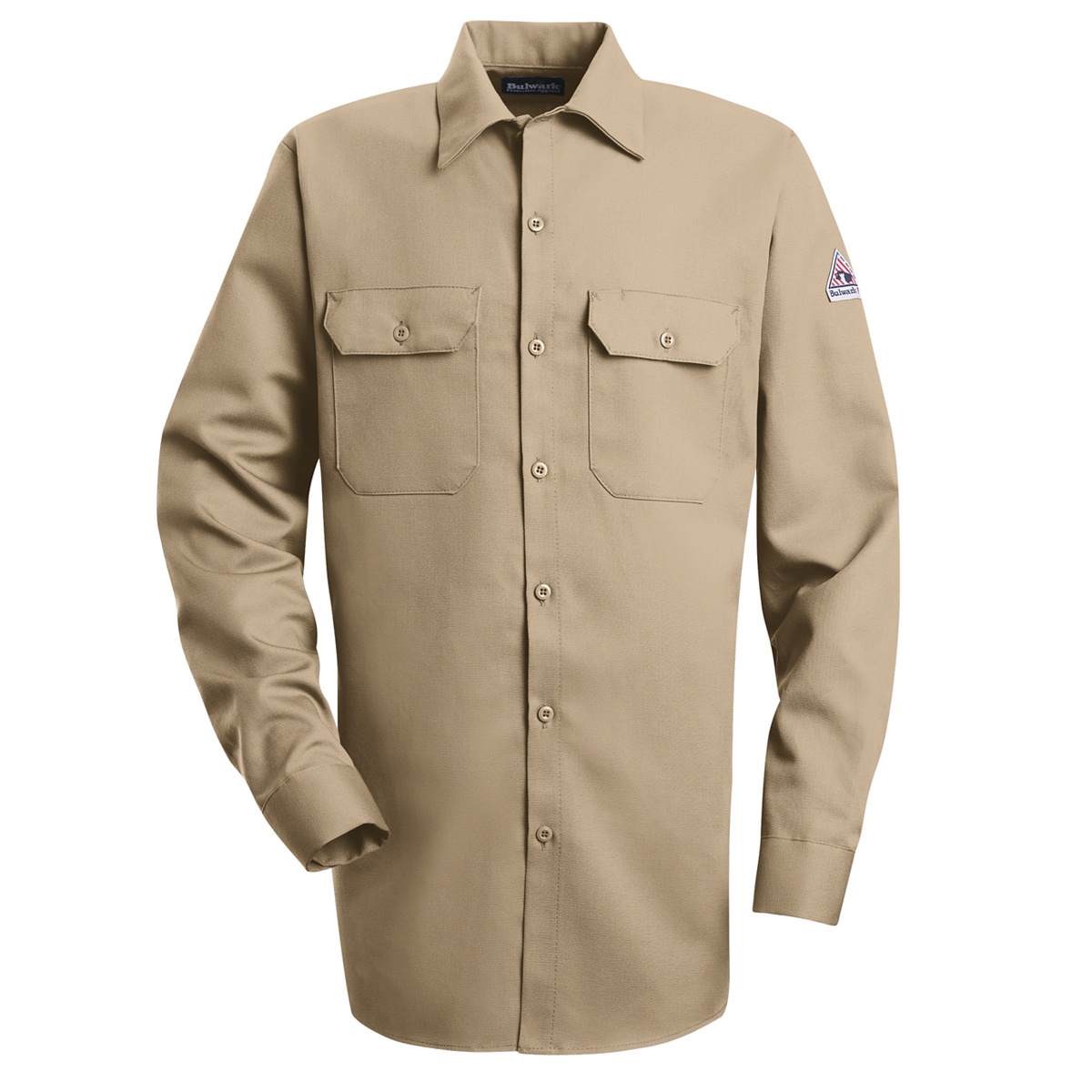 Bulwark® Medium Regular Khaki Westex Ultrasoft®/Cotton/Nylon Flame Resistant Work Shirt With Button Front Closure