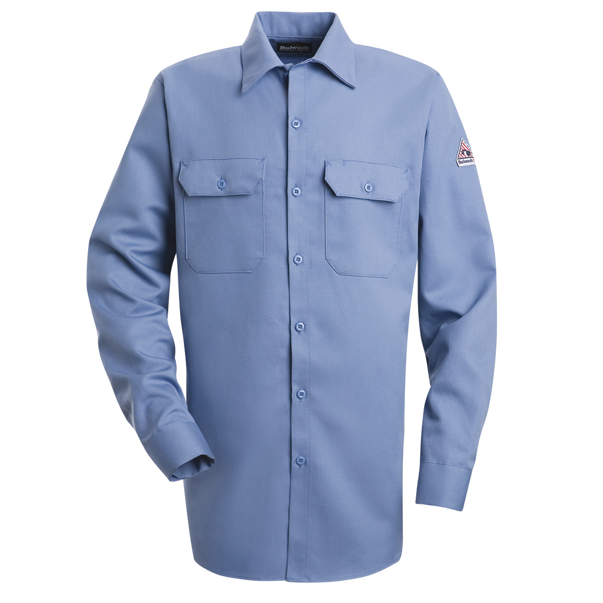 Bulwark® Large Regular Light Blue Westex Ultrasoft®/Cotton/Nylon Flame Resistant Work Shirt With Button Front Closure