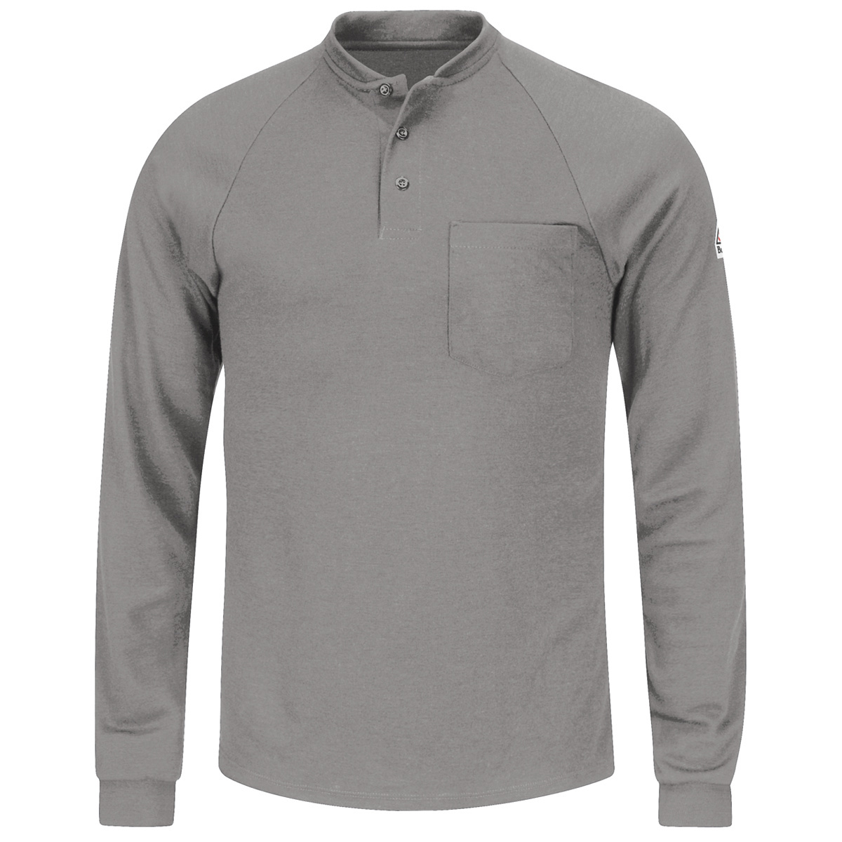 Bulwark® Large Regular Gray Swiss Pique/Modacrylic/Lyocell/Aramid Flame Resistant Henley Shirt With Button Front Closure