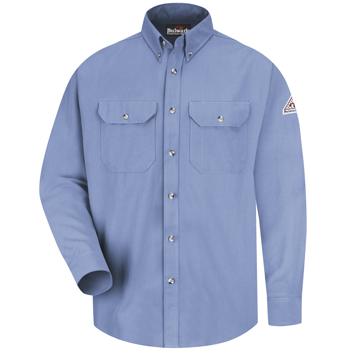 Bulwark® Medium Tall Light Blue Modacrylic/Lyocell/Aramid Flame Resistant Dress Uniform Shirt With Button Front Closure
