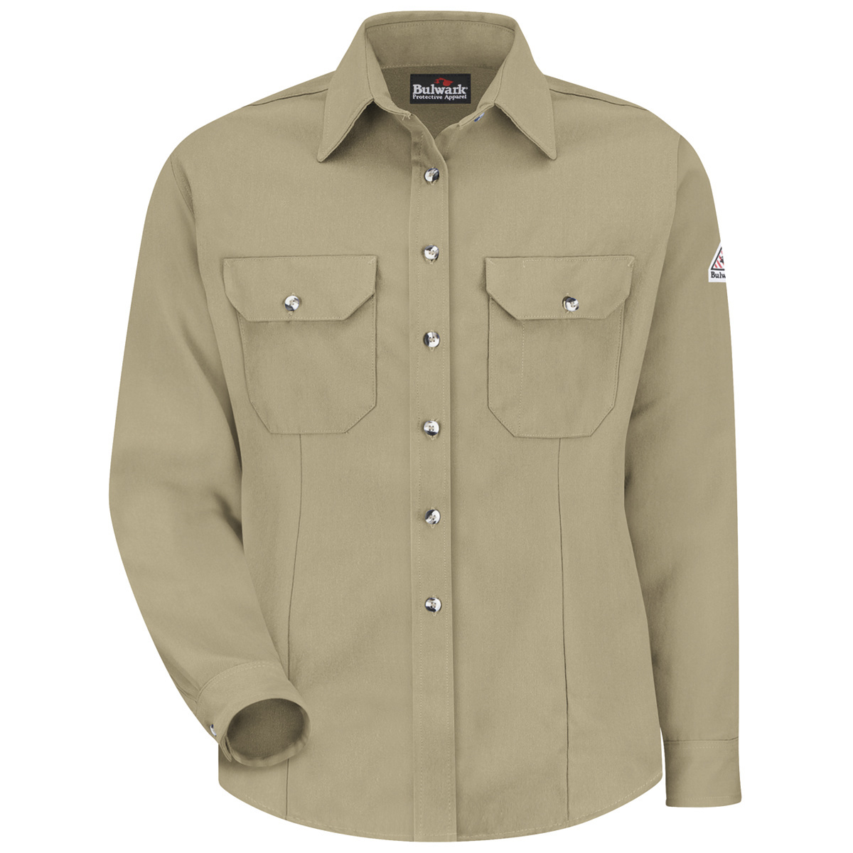 Bulwark® X-Large Regular Khaki Modacrylic/Lyocell/Aramid Flame Resistant Dress Uniform Shirt With Button Front Closure Bulwark® X-Large Regular Khaki Modacrylic/Lyocell/Aramid Flame Resistant Dress Uniform Shirt With Button Front Closure