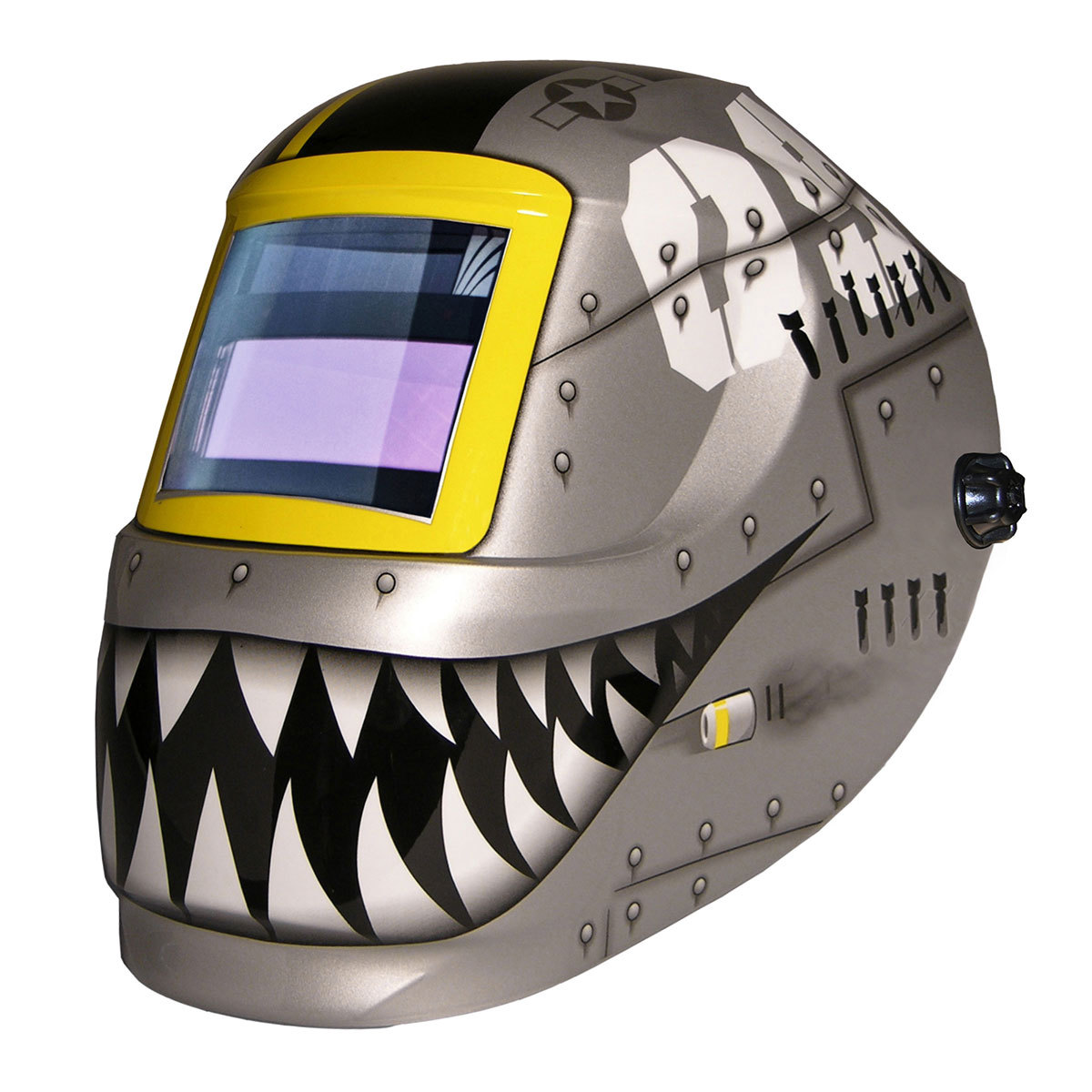 ArcOne® Carrera™ Gray/Black/White/Yellow Welding Helmet Variable Shades 4, 9 - 13 Auto Darkening Lens, Shade Master® Professiona