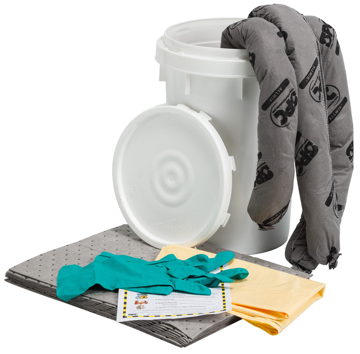 Brady® 6 1/2 gal Bucket AllWik® White Polypropylene Spill Kit