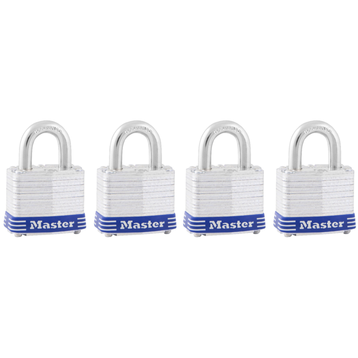 Master Lock® Silver/Blue Laminated Steel General Security Padlock Hardened Steel Shackle