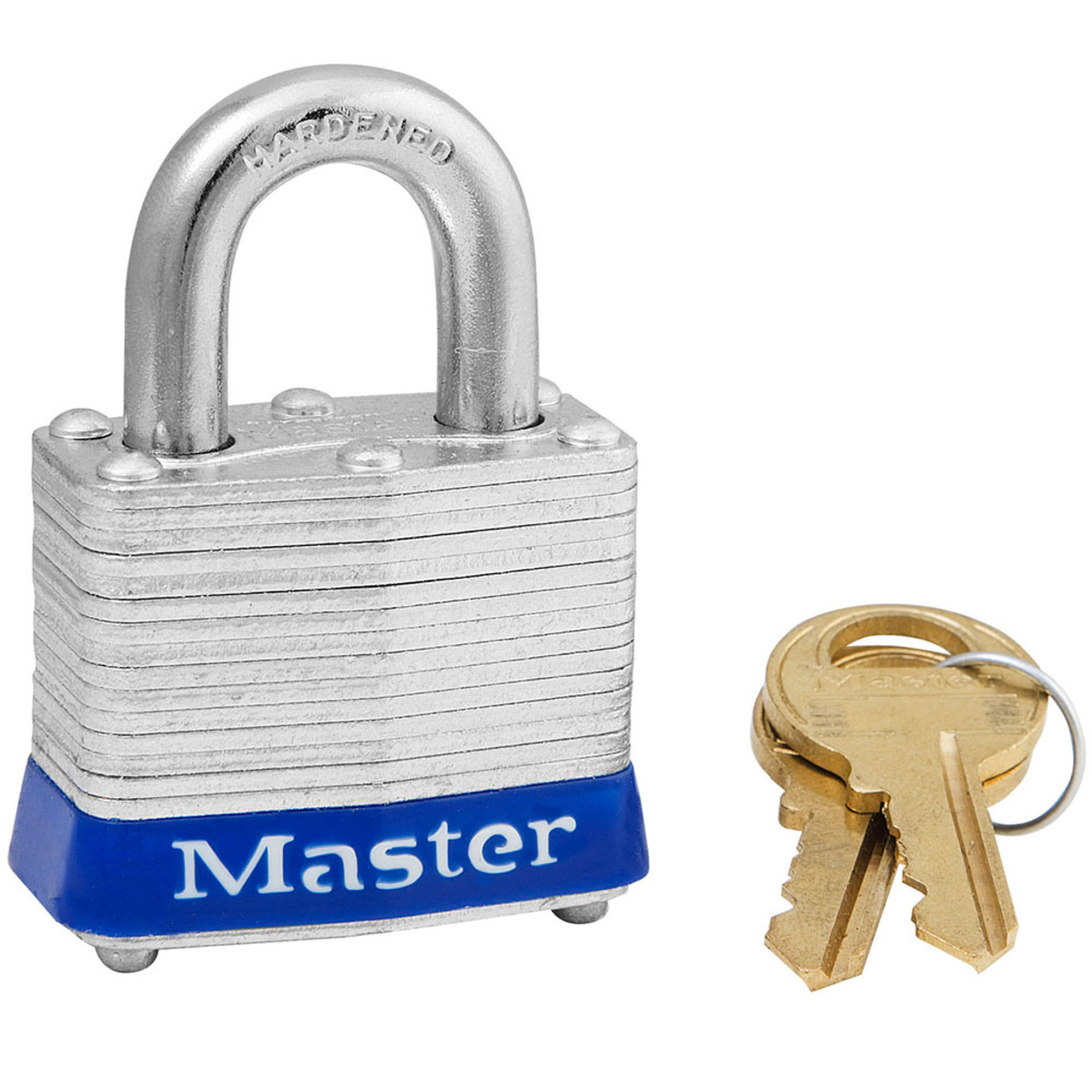 Master Lock® Blue Laminated Steel 4 Pin Tumbler Padlock Hardened Steel Shackle