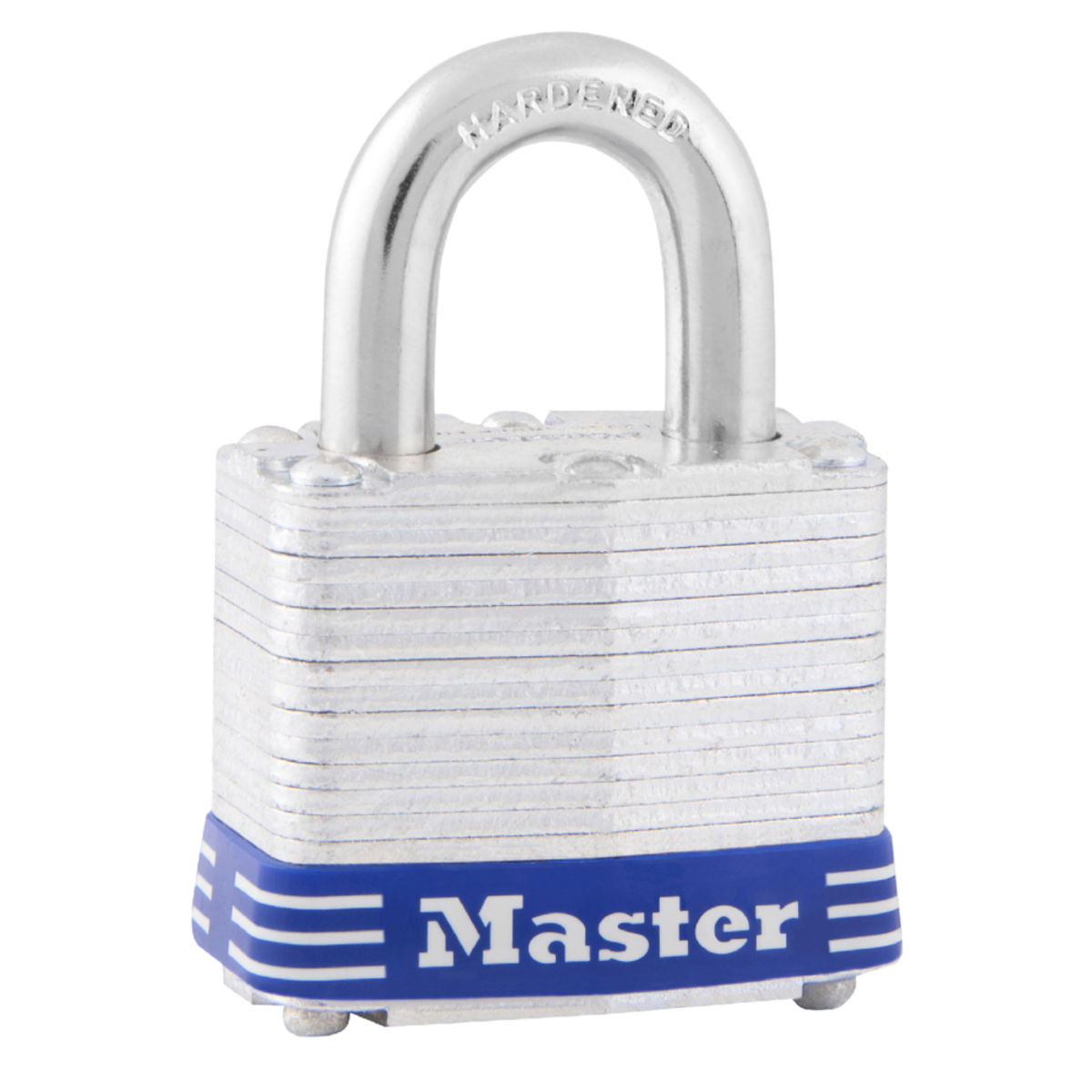 Master Lock® Silver/Blue Laminated Steel General Security Padlock Hardened Steel Shackle