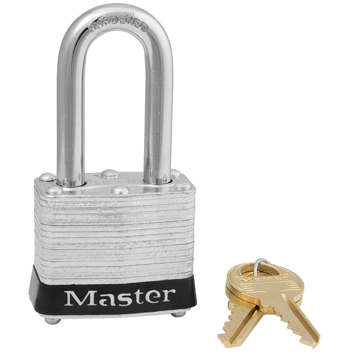 Master Lock® Black Laminated Steel 4 Pin Tumbler Padlock Hardened Steel Shackle