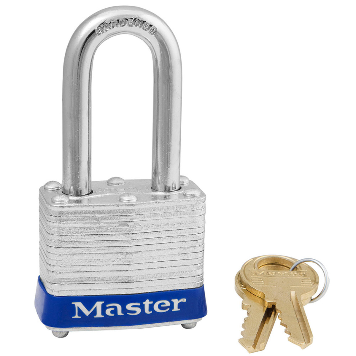 Master Lock® Blue Laminated Steel 4 Pin Tumbler Padlock Hardened Steel Shackle