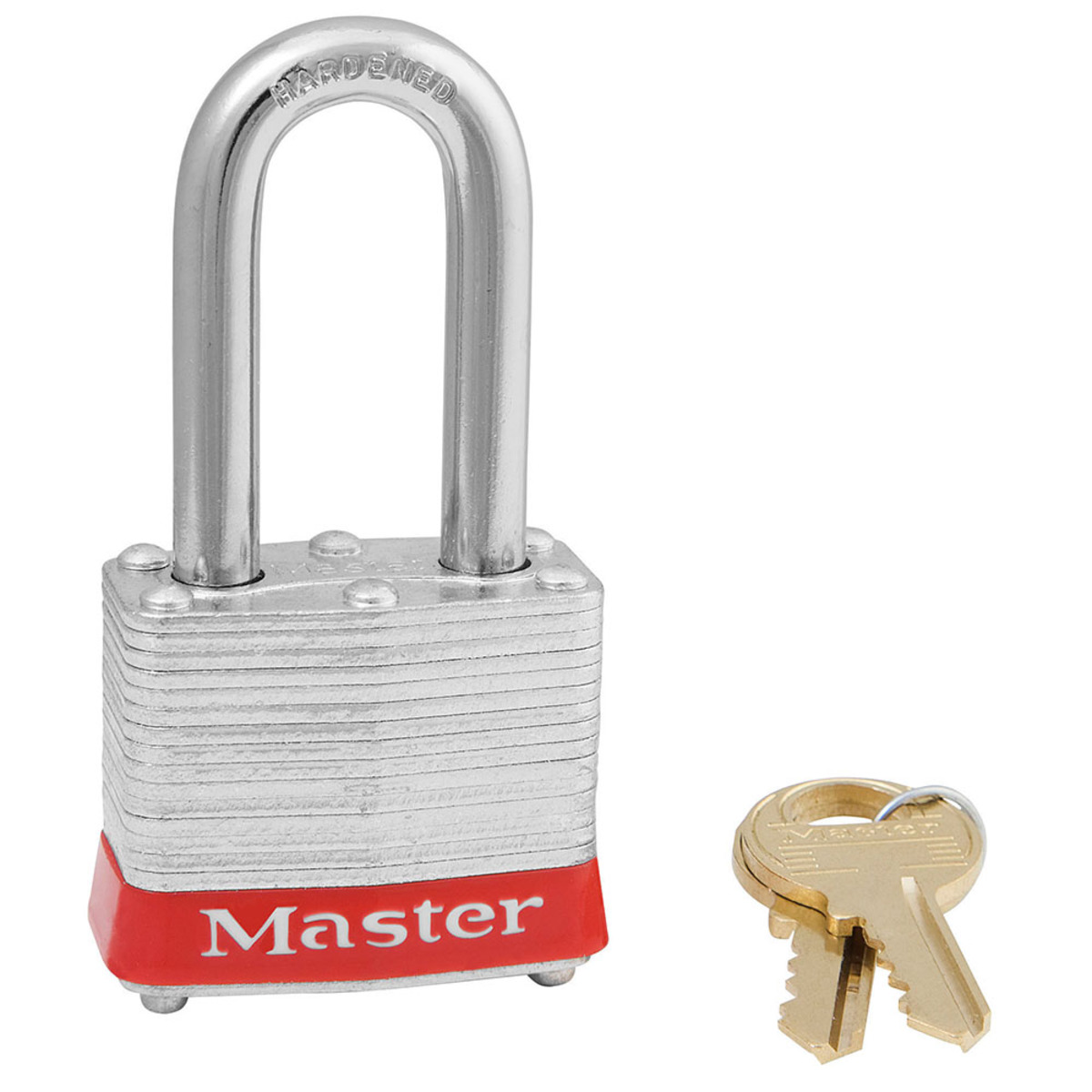 Master Lock® Red Laminated Steel 4 Pin Tumbler Padlock Hardened Steel Shackle