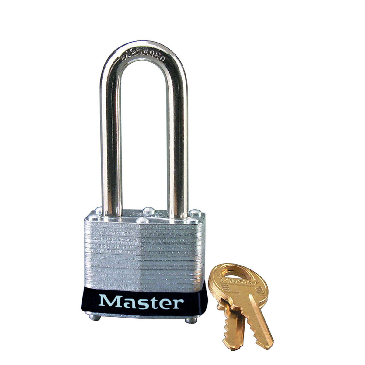 Master Lock® Black Laminated Steel 4 Pin Tumbler Padlock Hardened Steel Shackle