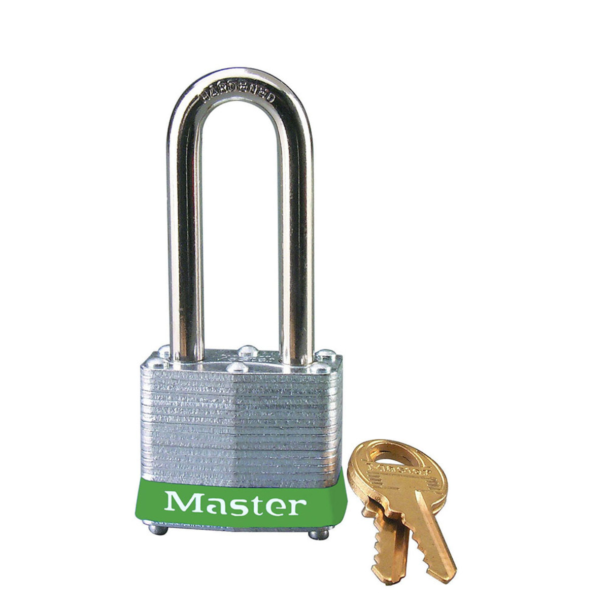 Master Lock® Green Laminated Steel 4 Pin Tumbler Padlock Hardened Steel Shackle