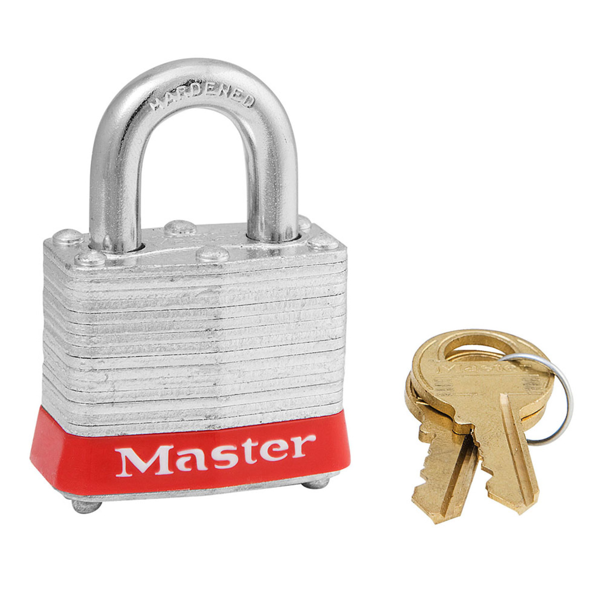 Master Lock® Red Laminated Steel 4 Pin Tumbler Padlock Hardened Steel Shackle