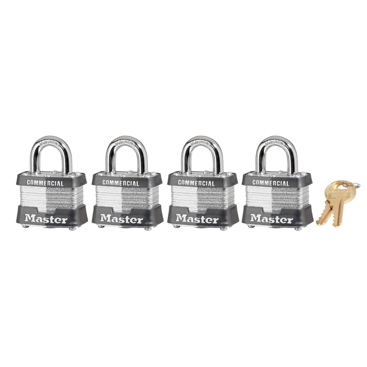 Master Lock® Silver Laminated Steel General Security Padlock Hardened Steel Shackle