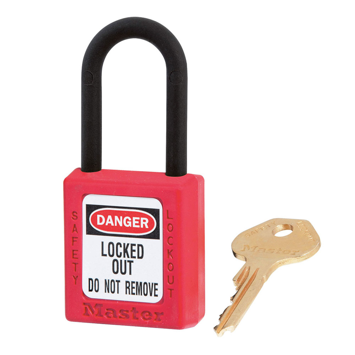 Master Lock® Red Thermoplastic Zenex™ 6 Pin Tumbler Padlock Nylon Shackle