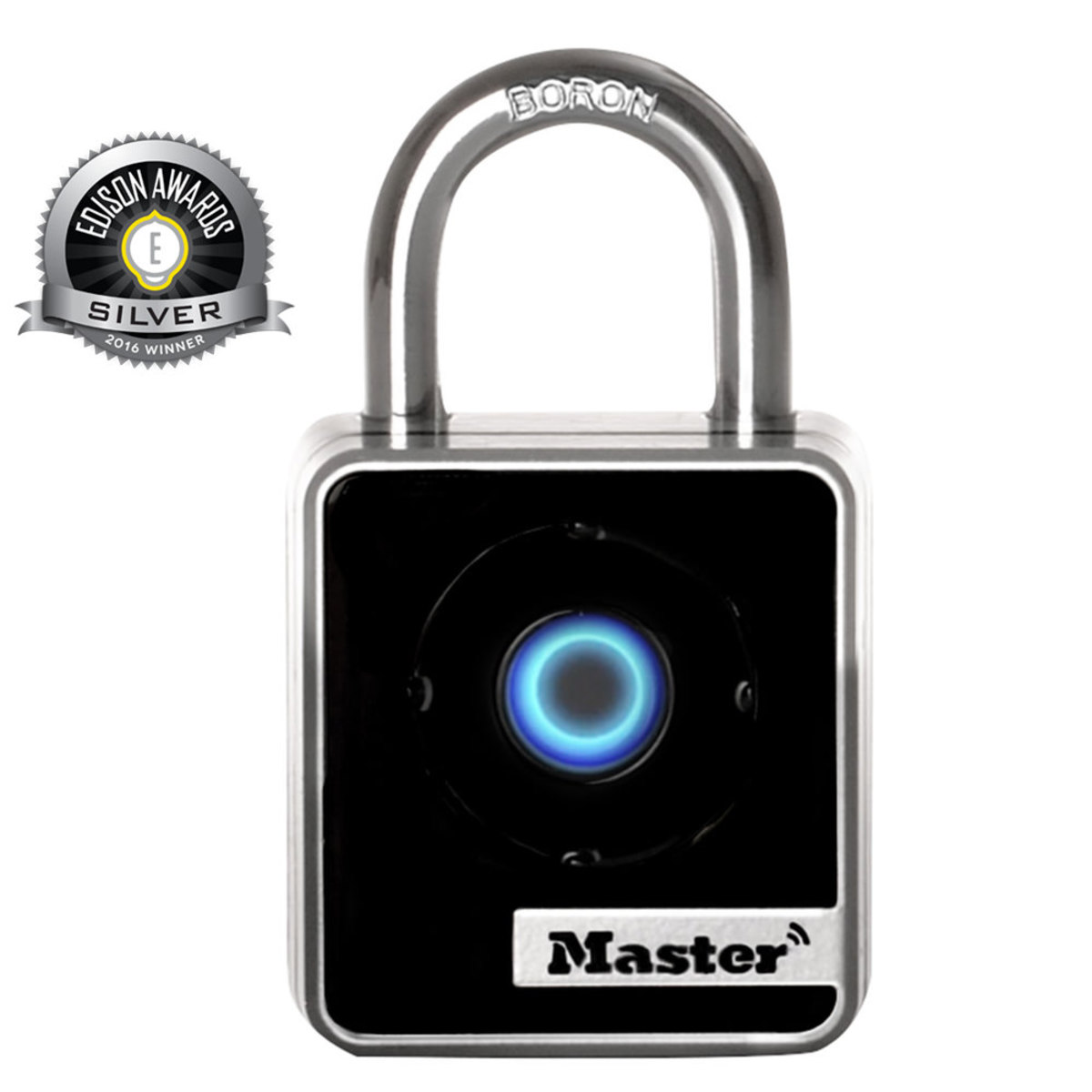 Master Lock® Silver/Black Metal Electronic Security Padlock Boron Alloy Shackle Master Lock® Silver/Black Metal Electronic Security Padlock Boron Alloy Shackle
