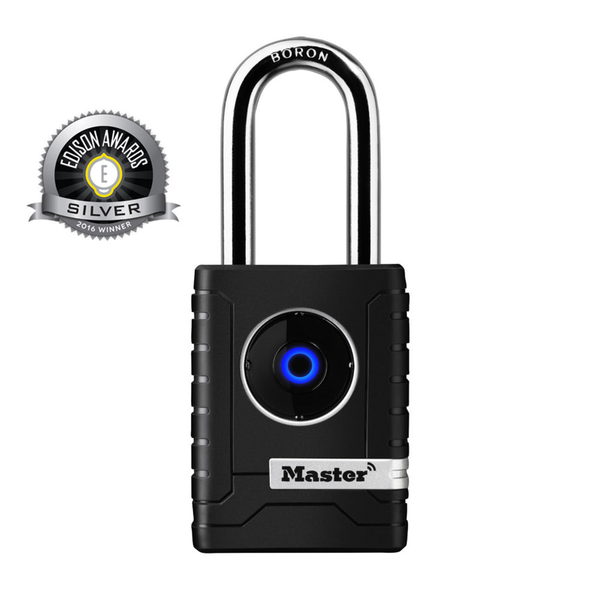 Master Lock® Black Vinyl Covered Metal Electronic Security Padlock Boron Alloy Shackle
