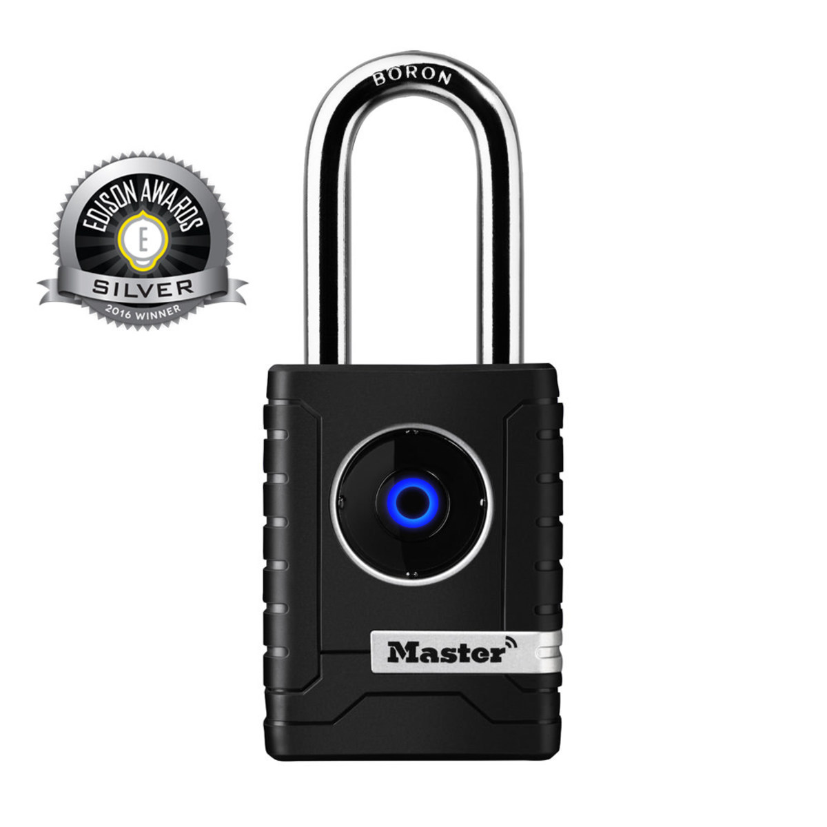 Master Lock® Black Vinyl Covered Metal Electronic Security Padlock Boron Alloy Shackle Master Lock® Black Vinyl Covered Metal Electronic Security Padlock Boron Alloy Shackle