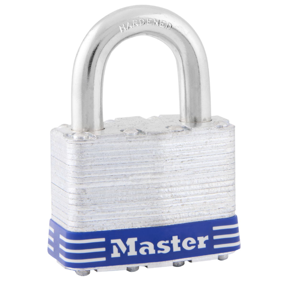 Master Lock® Silver/Blue Laminated Steel General Security Padlock Hardened Boron Alloy Shackle