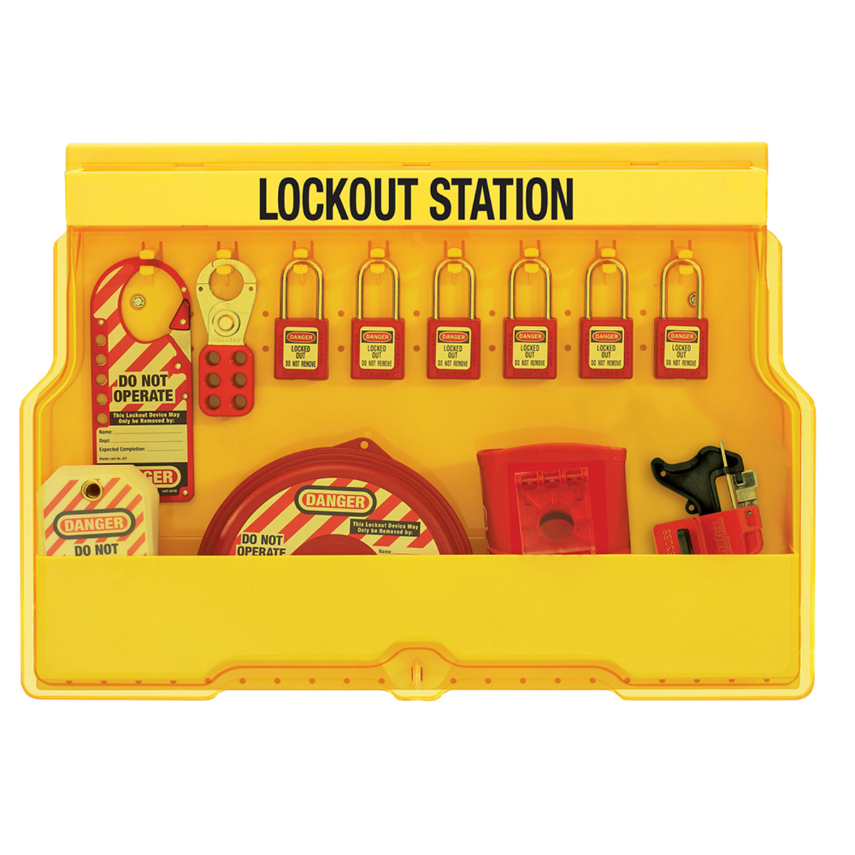 Master Lock® Yellow Thermoplastic Zenex™ Wall Mount Lockout Station Steel Shackle Master Lock® Yellow Thermoplastic Zenex™ Wall Mount Lockout Station Steel Shackle