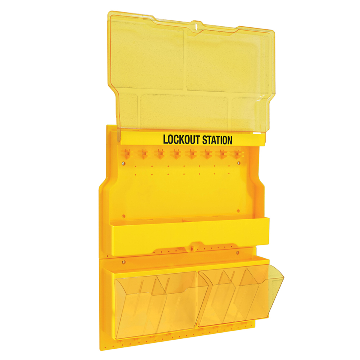 Master Lock® Yellow Thermoplastic Zenex™ Wall Mount Lockout Station