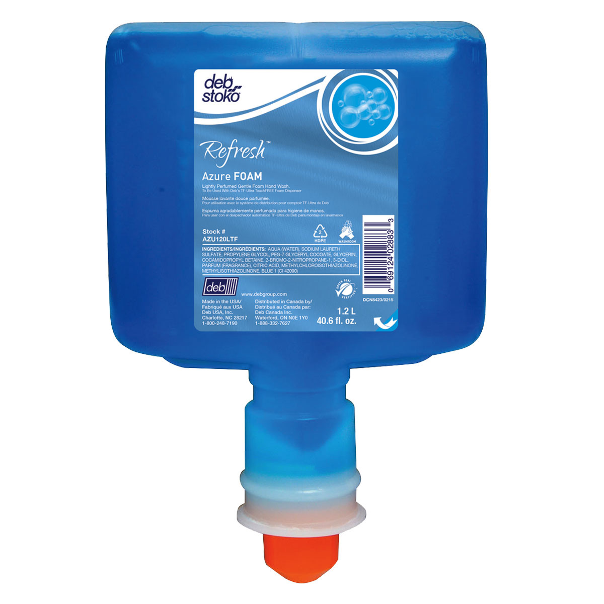 Deb 1.2 Liter Refill Blue Refresh™Azure FOAM Scented Hand Cleaner (Availability restrictions apply.)