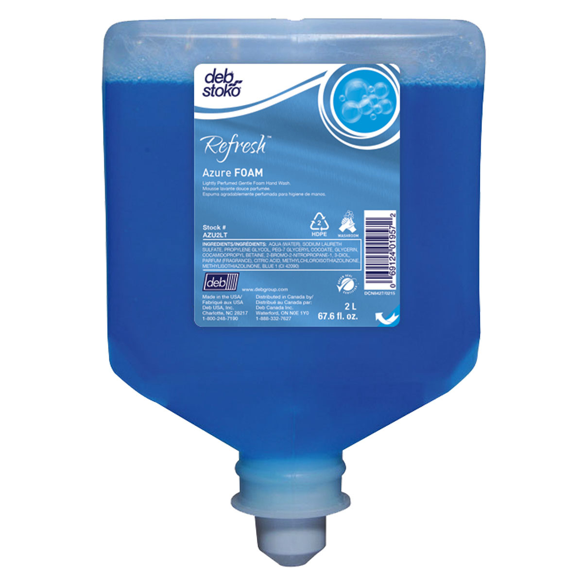 Deb 2 Liter Refill Blue Refresh™Azure FOAM Scented Hand Cleaner (Availability restrictions apply.)