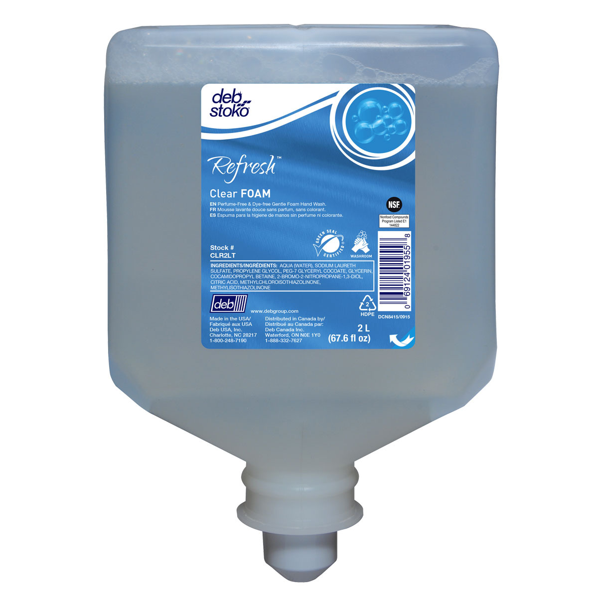 Deb 2 Liter Refill Clear RefreshScented Hand Cleaner D63CLR2LT for sale online at autumn supply
