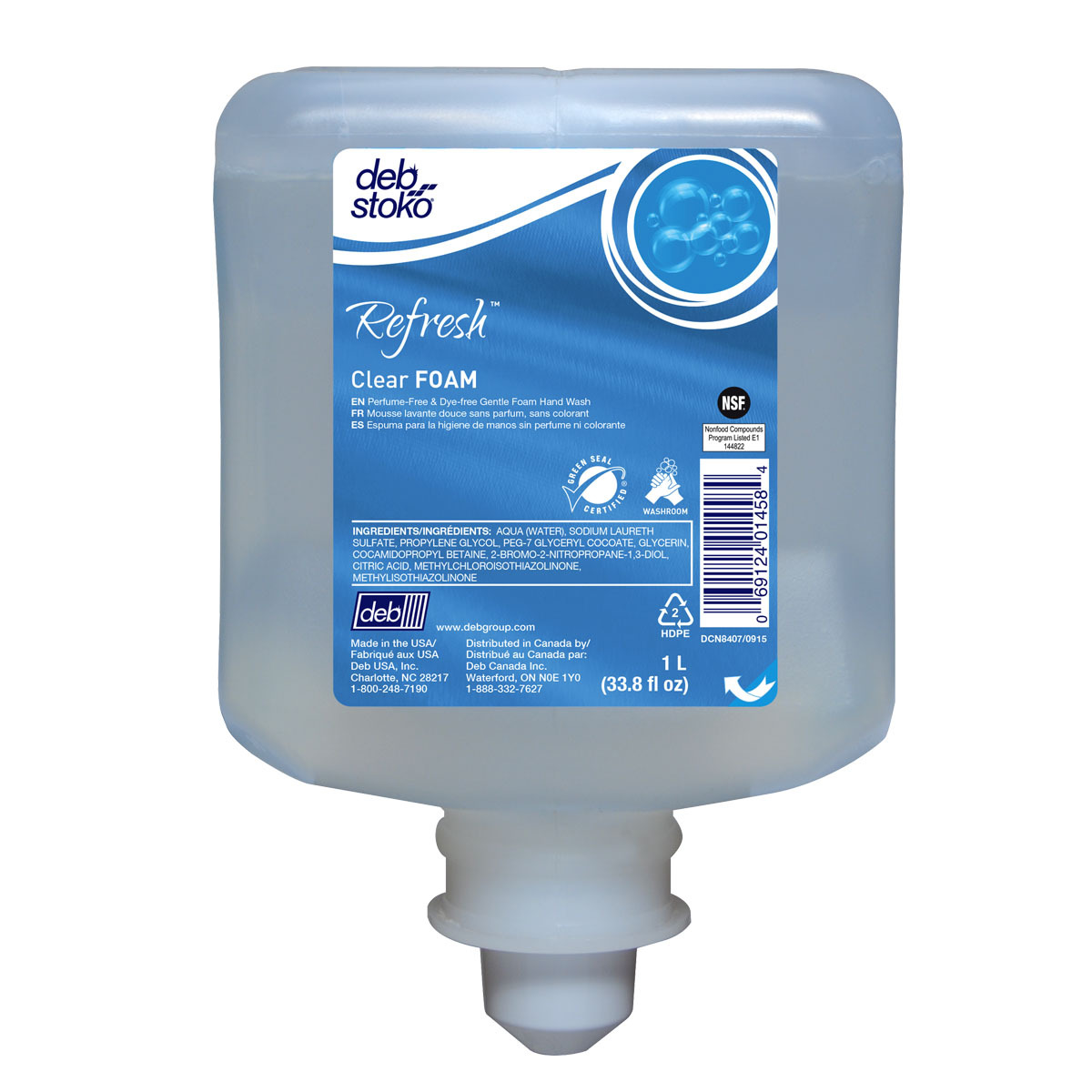 Deb 1 Liter Refill Clear RefreshScented Hand Cleaner D63CLR1L for sale online at autumn supply