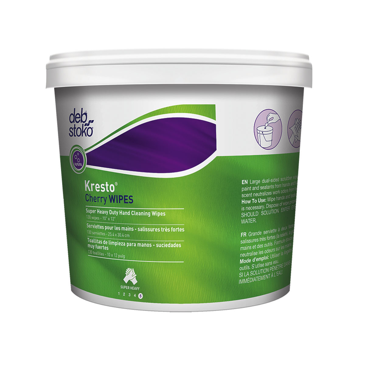 Deb 130 Wipe Bucket WhiteRed Kresto Scented Cleansing D63KCW130W for sale online at autumn supply