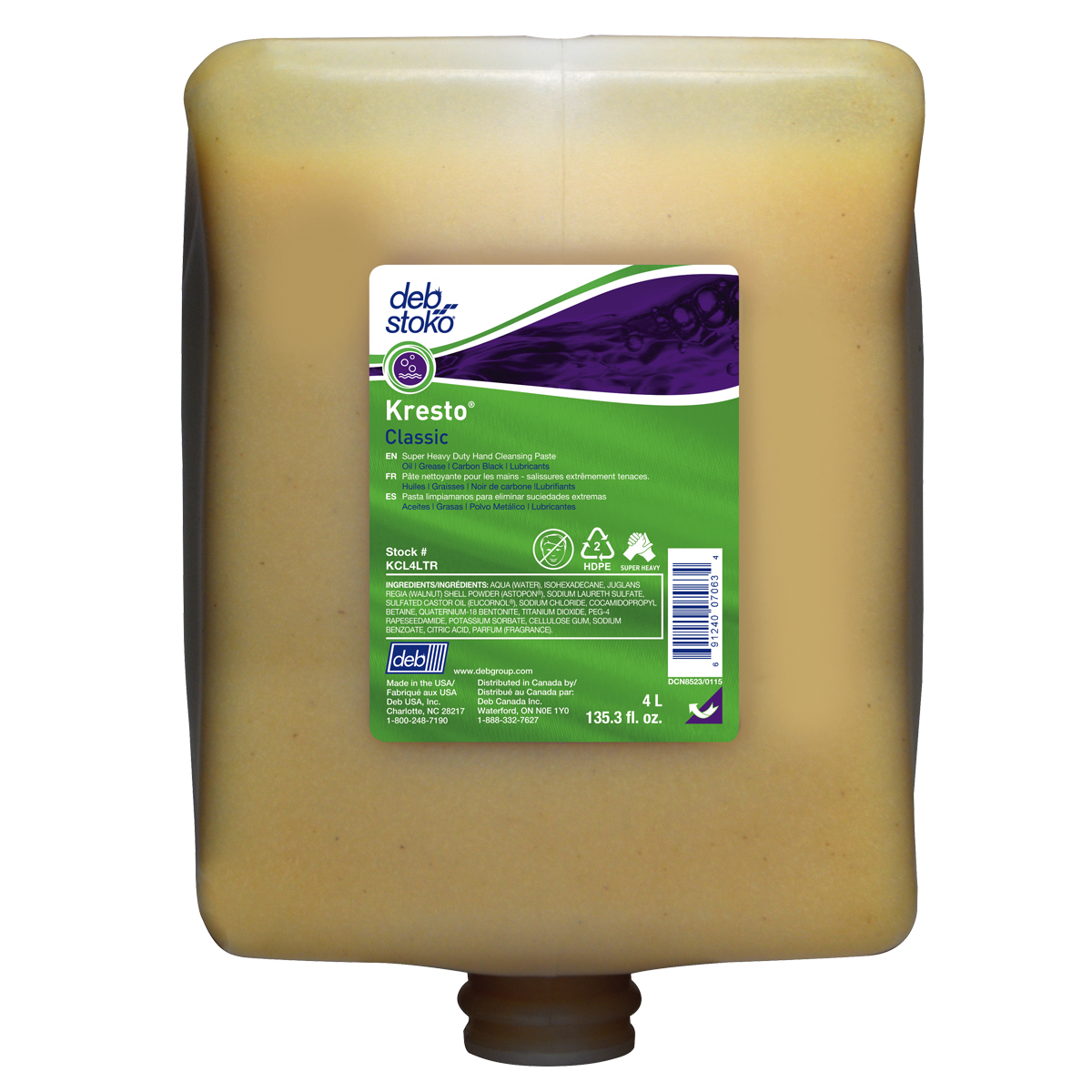 Deb 4L Scented Beige Hand Cleaner Refill (Case of 4) D63KCL4LTR for sale online at autumn supply