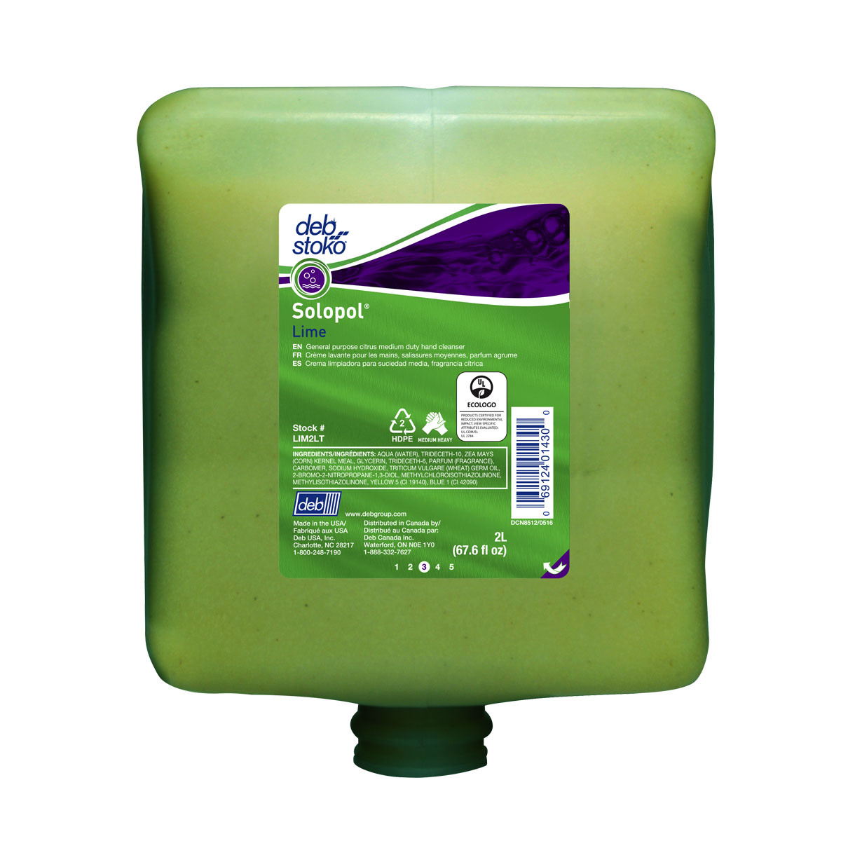 Deb 2 Liter Refill Green Solopol Scented Hand Cleaner D63LIM2LT for sale online at autumn supply