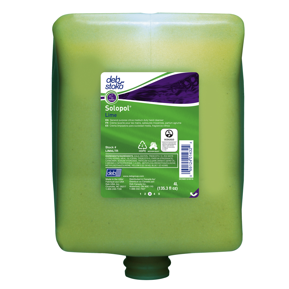 Deb 4 Liter Refill Green Solopol® Scented Hand Cleaner (Availability restrictions apply.)